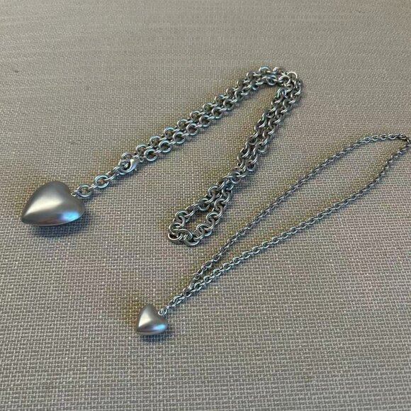 Set of 2 Roxanne Assoulin The Puffy Heart & Mini Heart Necklace in Silver - Picture 5 of 5